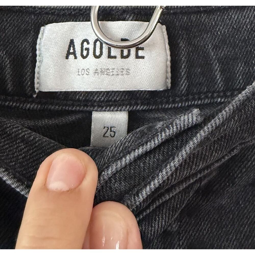 AGOLDE Riley Jeans Women’s Size 25 Black High Rise Straight Leg Button Fly - Picture 3 of 8